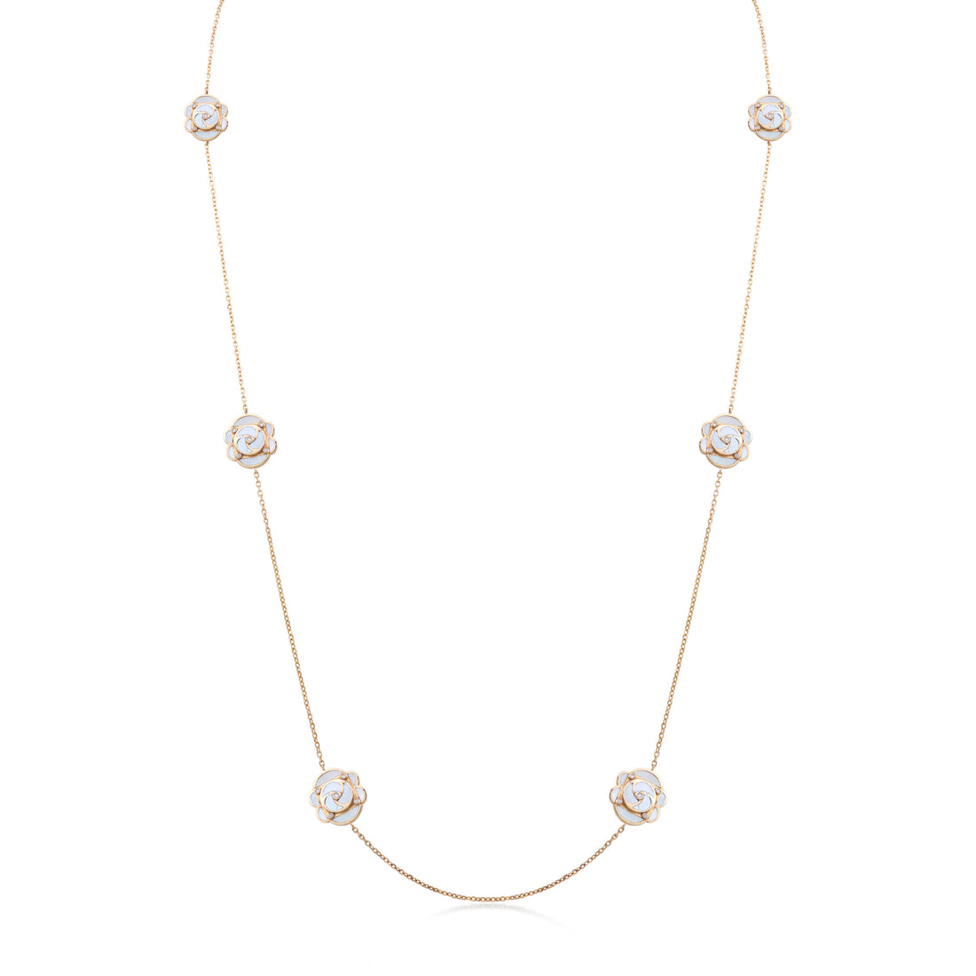 La vie en Rose Necklace in 18K Yellow Gold and VS-G Diamonds