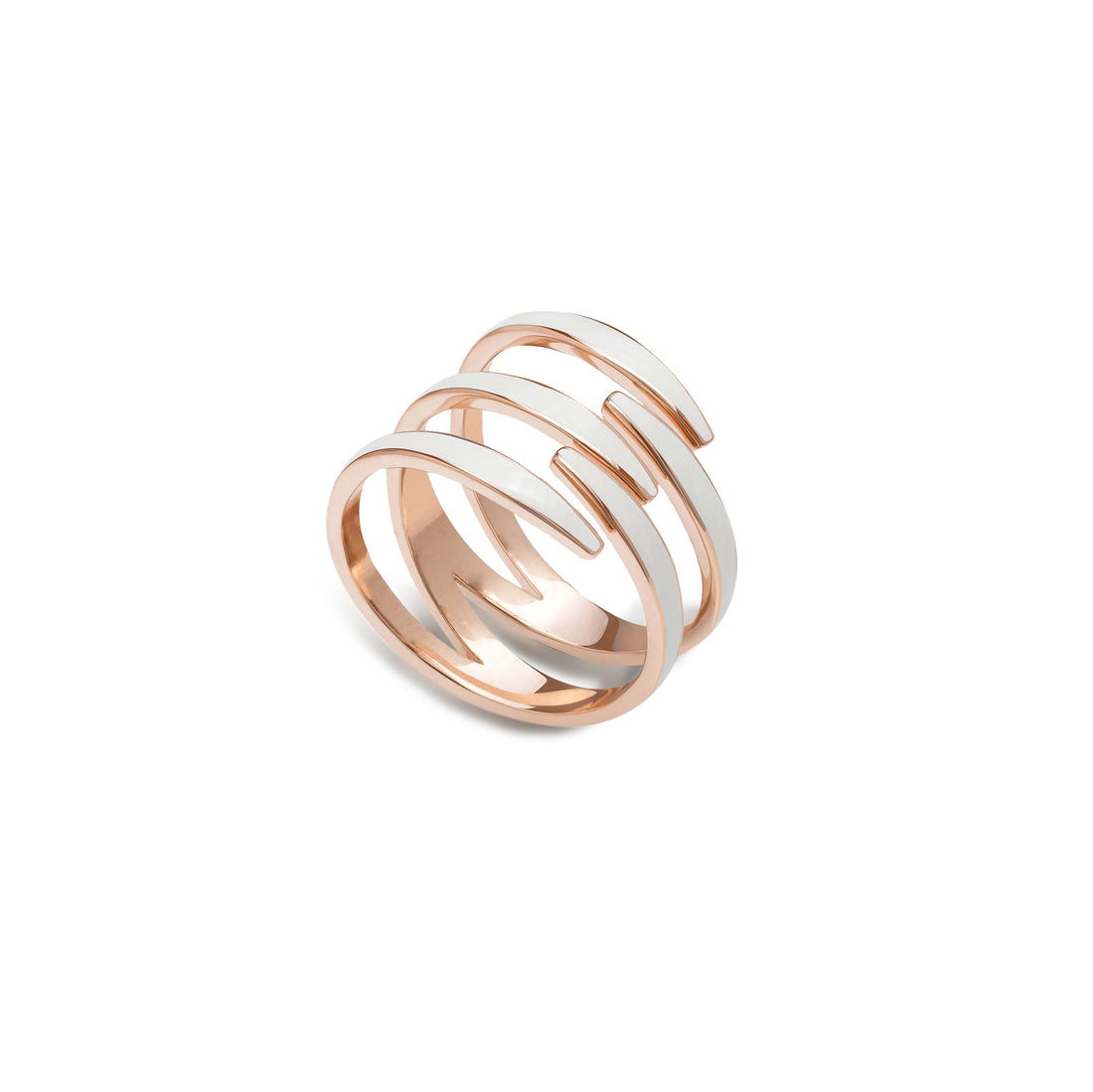 Ring in 18K rose gold with white enamel