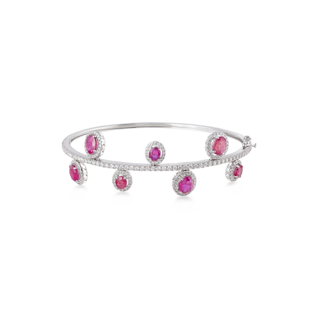 Bracelet in 18K white gold with VS-G diamonds and Ruby stones