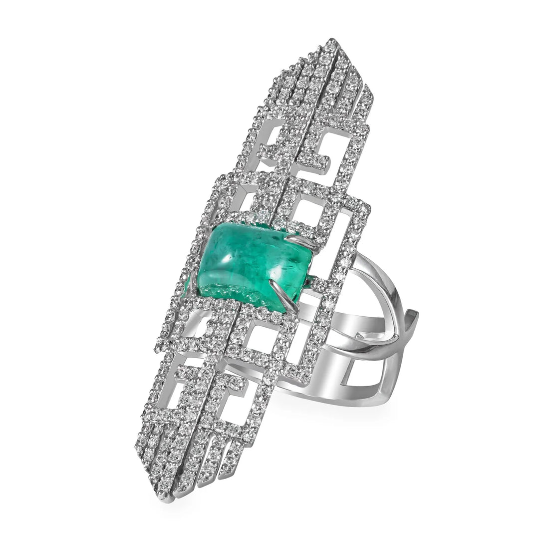 Art Deco - Ring with 18k white gold with VS-G diamond