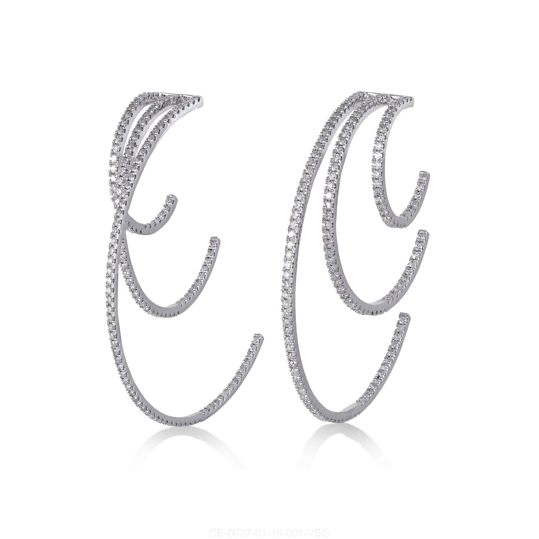 Hoop Earrings in 18K white gold with VS-G diamonds