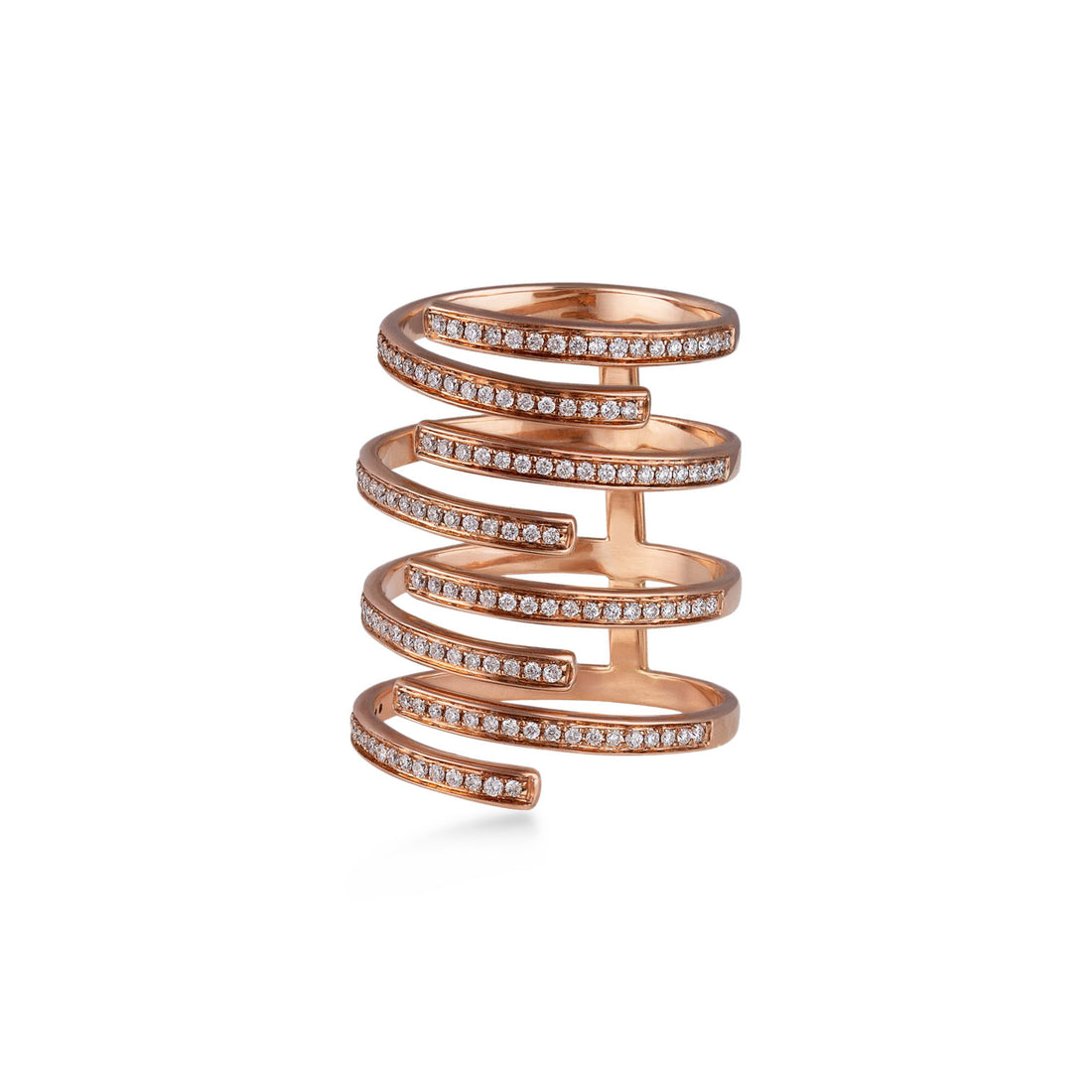 Ring In 18K Rose Gold With VS-G Diamonds.