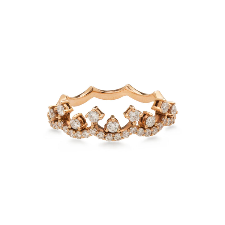 Ring in 18K yellow gold with VS-G diamonds Little crown