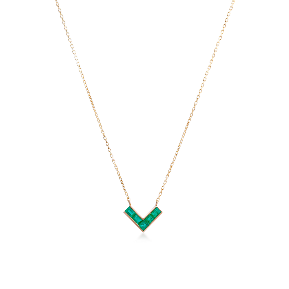 Necklace in 18K Yellow Gold and Emerald Stone