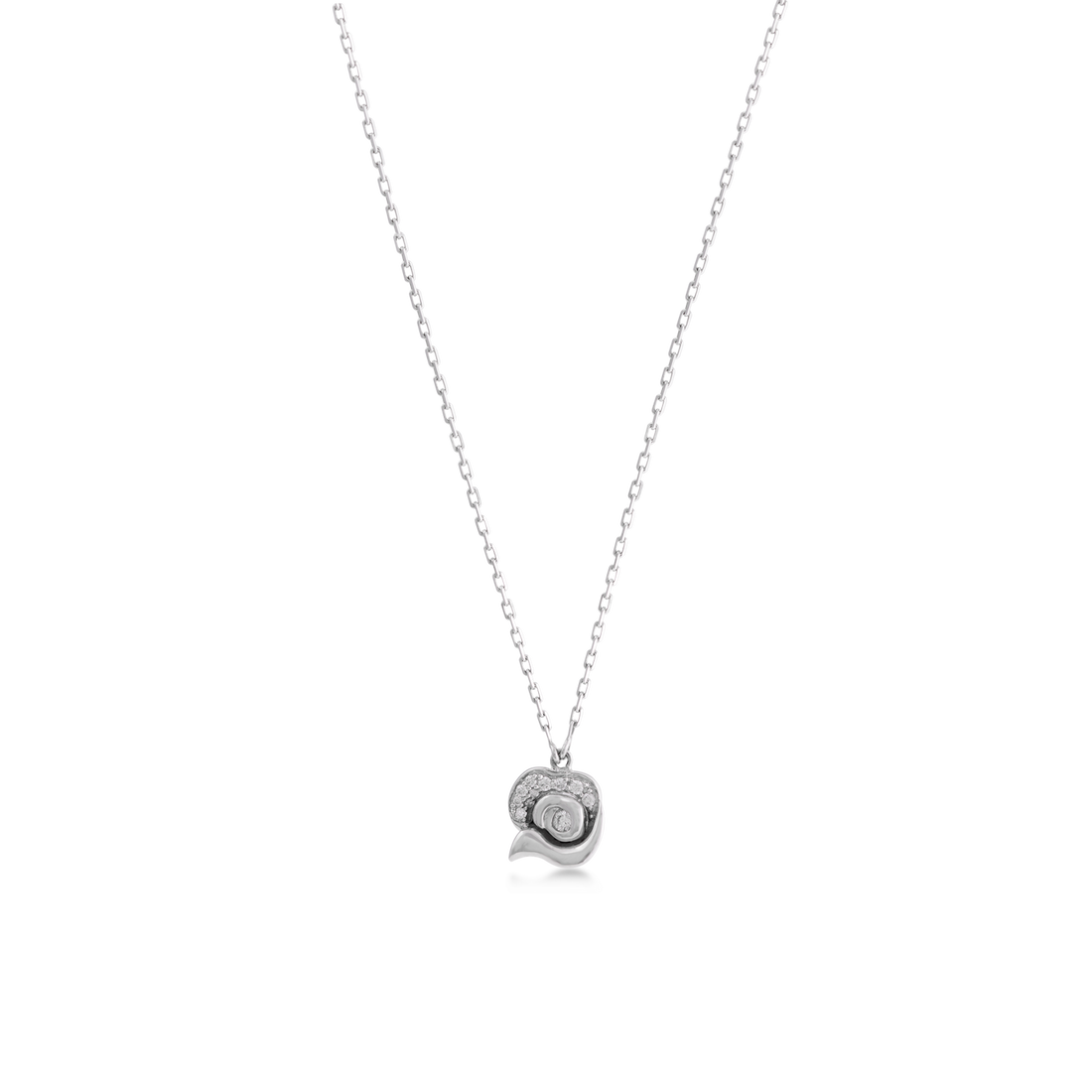 Blossom Necklace Pendant in Flower Shape  in White Gold with VS-G Diamonds