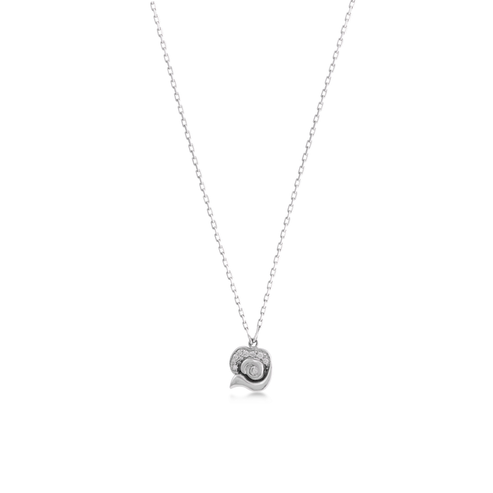 Blossom Necklace Pendant in Flower Shape  in White Gold with VS-G Diamonds