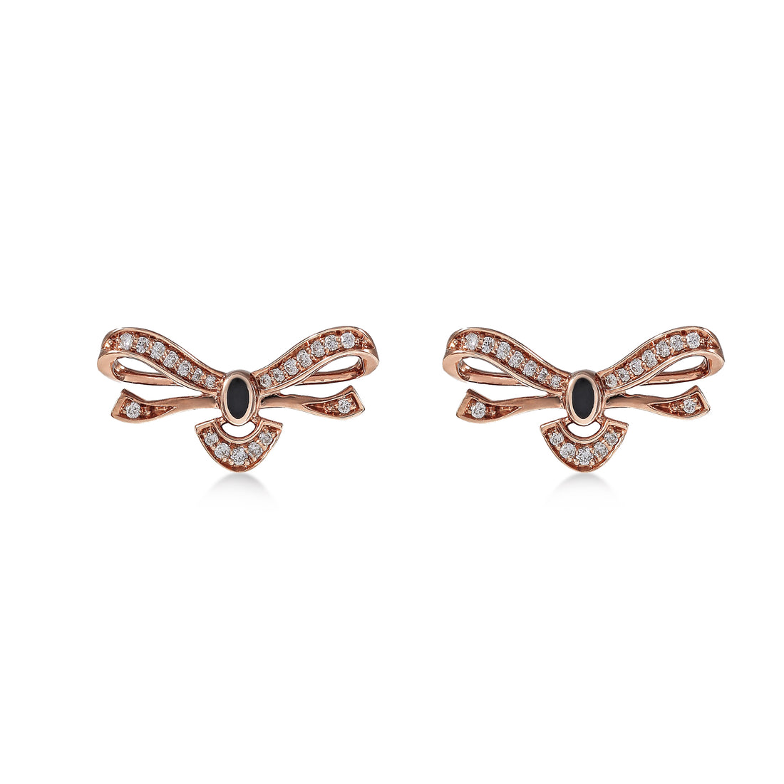 Earrings In 18K Rose Gold With VS-G Diamonds And Black Enamel