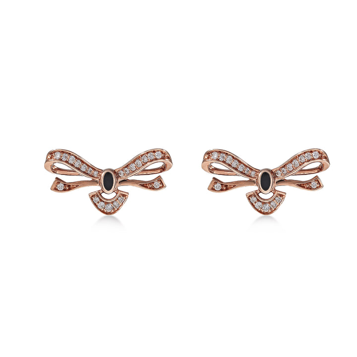 Earrings In 18K Rose Gold With VS-G Diamonds And Black Enamel