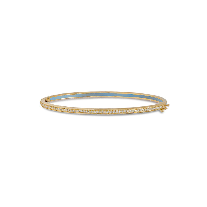 Bangle in 18K yellow gold with VS-G diamonds and grey enamel