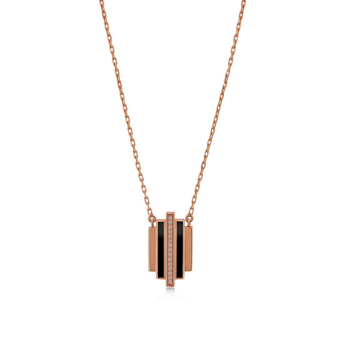 Pendant in 18K Rose Gold with VS-G Diamond and Black Enamel