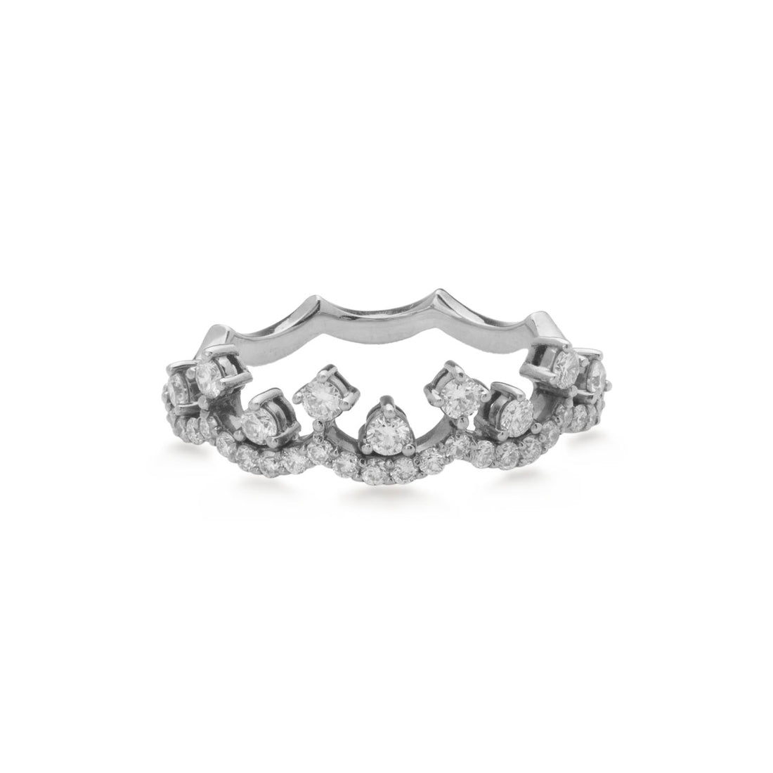 Ring in 18K white gold with VS-G diamonds - Little crown