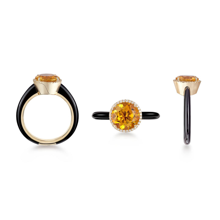 Eye Candy Ring In 18K Yellow Gold With VS-G Diamonds, Citrine Stone