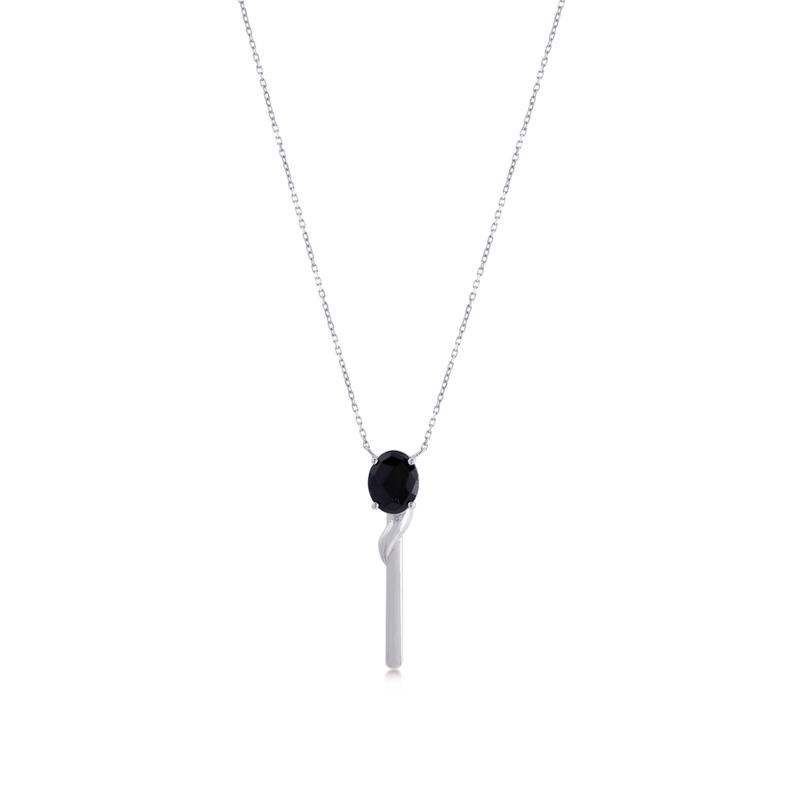 Pendant in 18K white Gold,Black Tourmaline Stone - Arcobaleno Collection