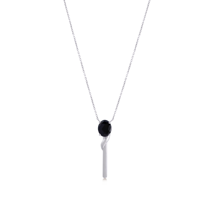 Pendant in 18K white Gold,Black Tourmaline Stone - Arcobaleno Collection