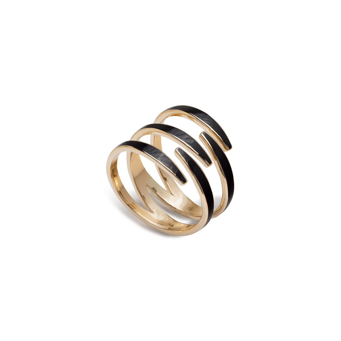 Ring in 18K yellow gold with black enamel