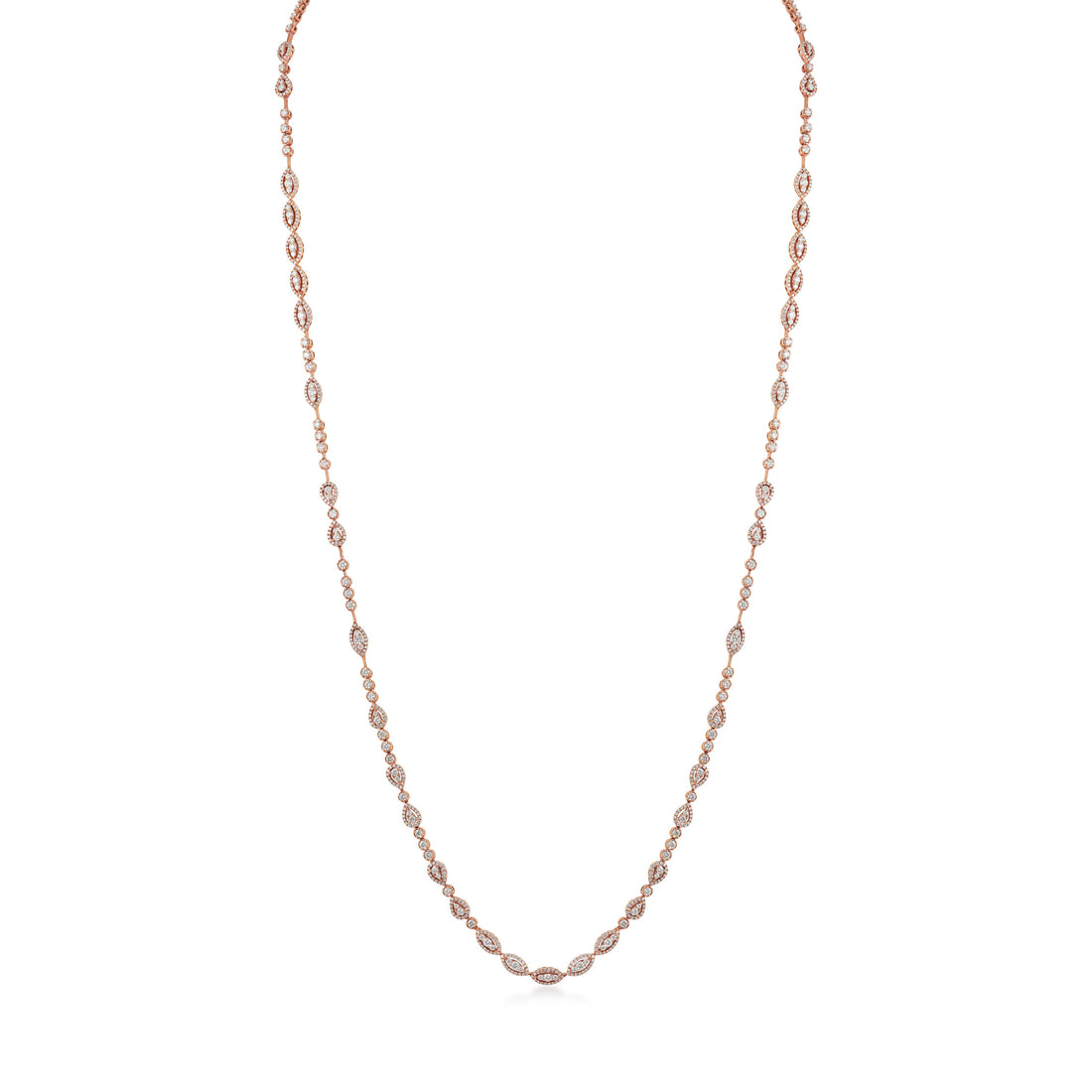 Illusion Necklace  in 18K rose gold with VS-G diamond long