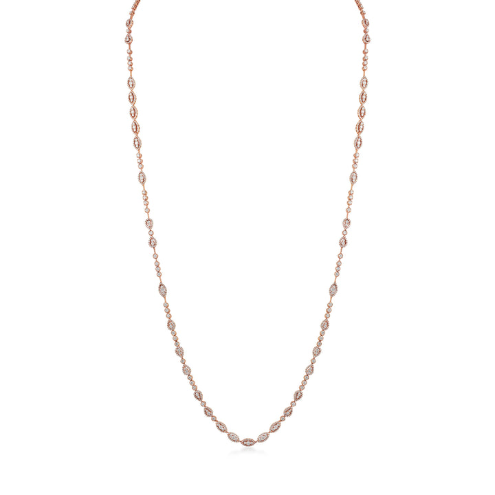 Illusion Necklace  in 18K rose gold with VS-G diamond long