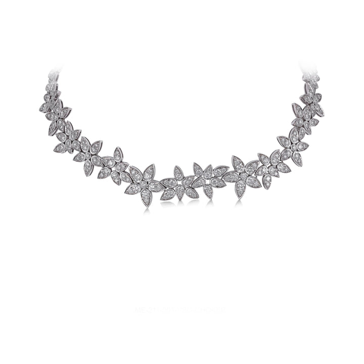 Jasmine Necklace in 18K white gold and VS-G diamonds