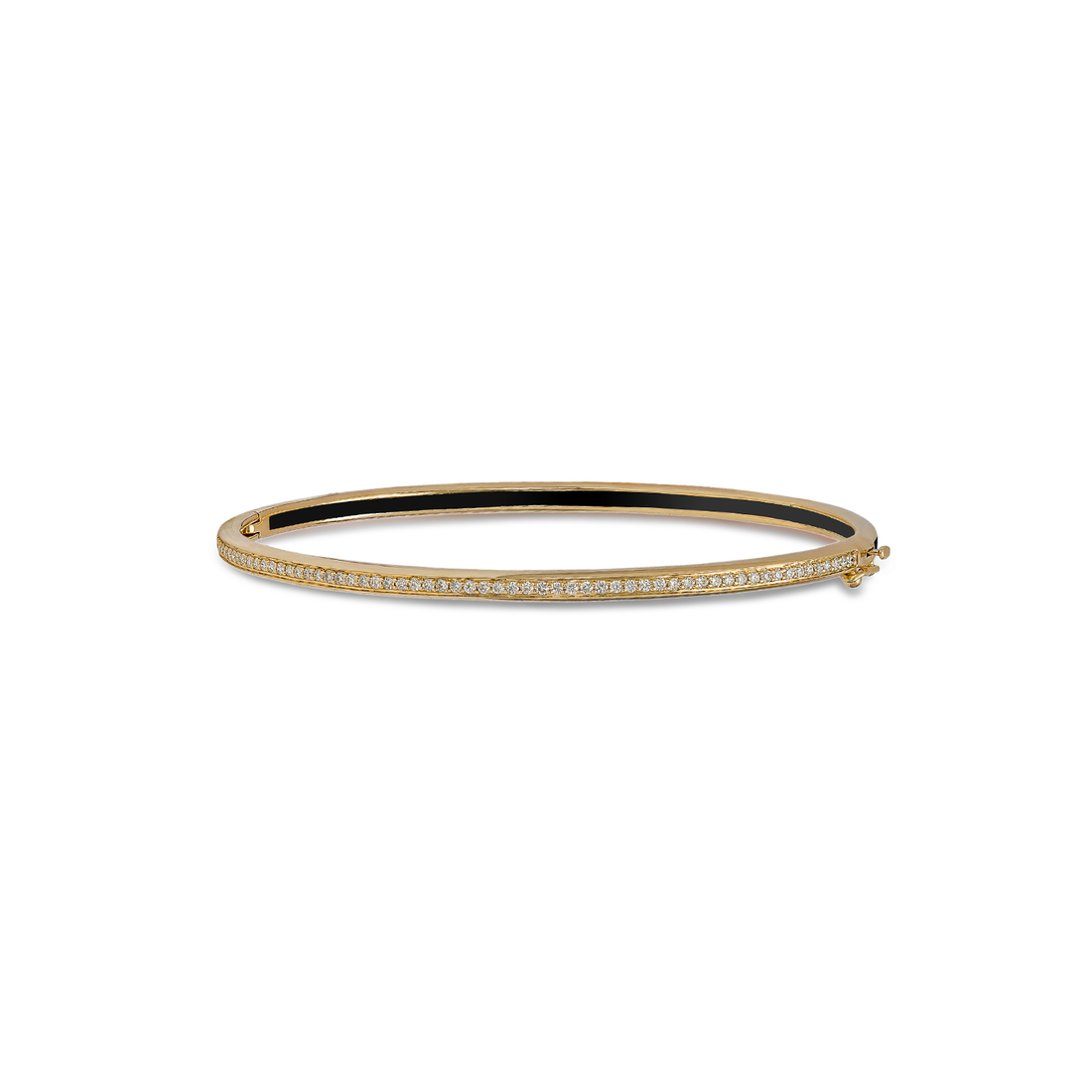 Bangle in 18K Yellow Gold with VS-G Diamond and Black Enamel