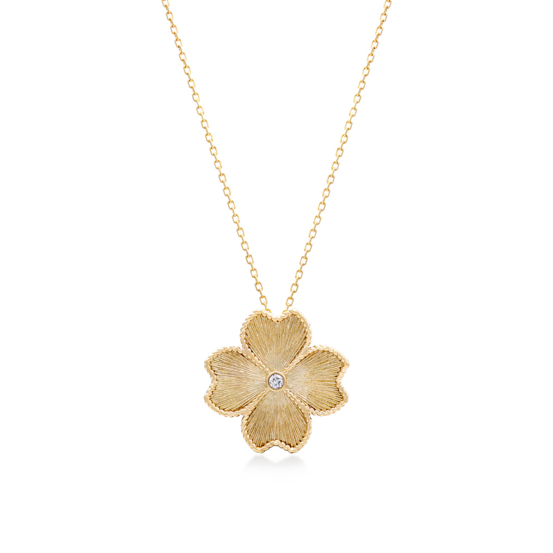 Mallow Flower Necklace in 18K yellow gold with VS-G diamonds