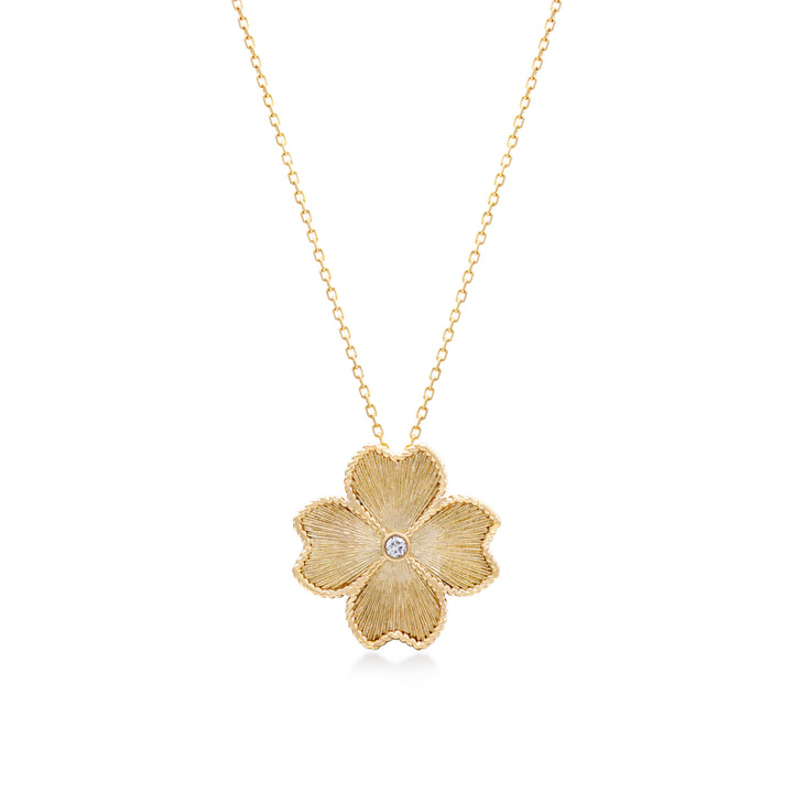 Mallow Flower Necklace in 18K yellow gold with VS-G diamonds