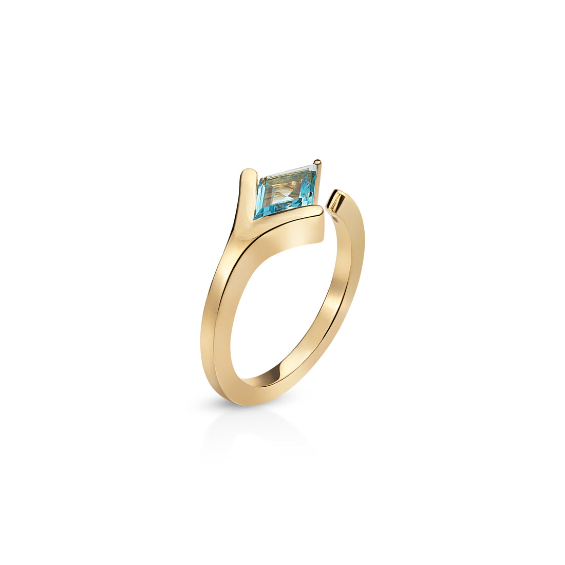 Ring in 18K Yellow Gold and Blue Topaz Stone - Arcobaleno Collection