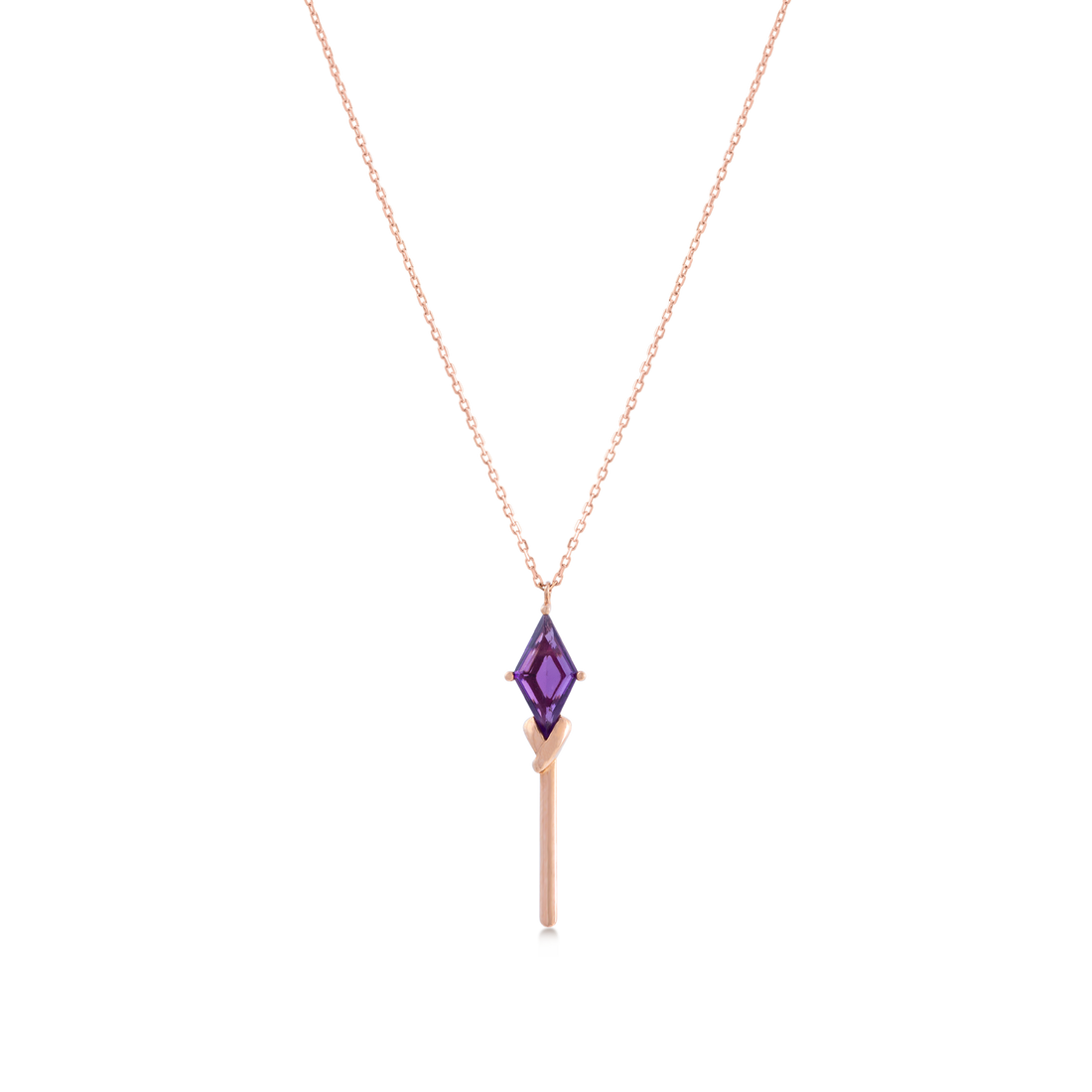 Necklace in 18k Rose Gold and Amethyst Stone - Arcobaleno Collection