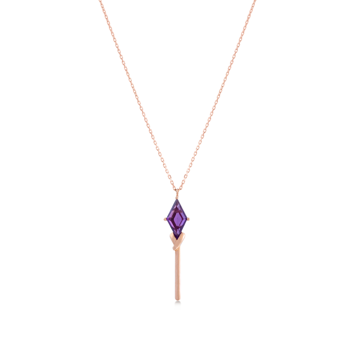 Necklace in 18k Rose Gold and Amethyst Stone - Arcobaleno Collection