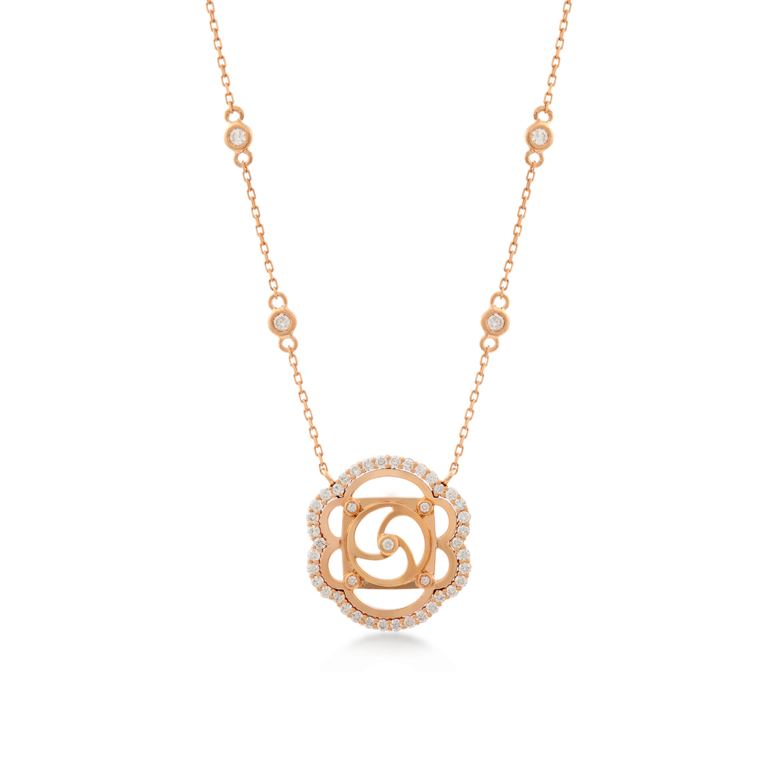 La Vie En Rose Necklace In 18K Yellow Gold And VS-G Diamonds