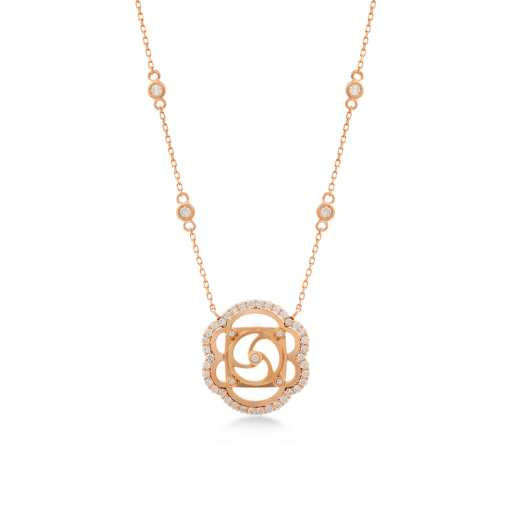 La Vie En Rose Necklace In 18K Yellow Gold And VS-G Diamonds