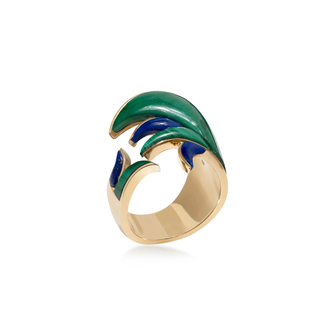 Tropicalia Ring in 18K yellow gold with Malachite and Lapis stones