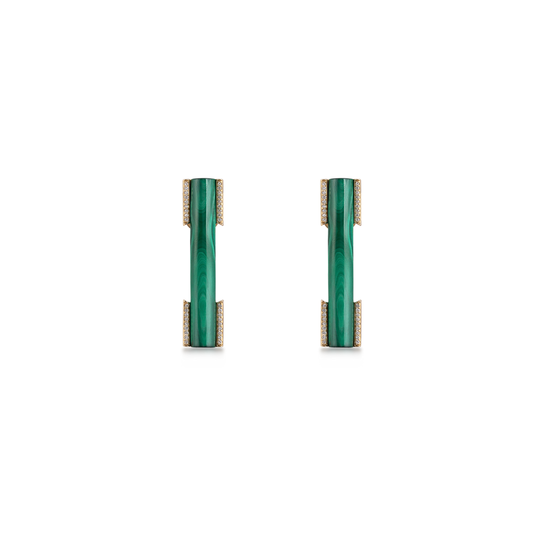 Tropicalia Earring in 18K Yellow Gold with VS-G Diamond, Malachite Stone