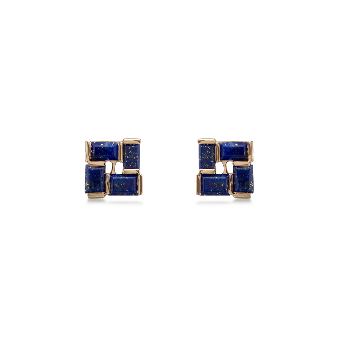 Earrings in 18K Yellow Gold with Lapis Stone