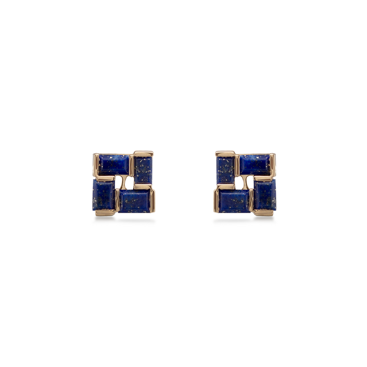 Earrings in 18K Yellow Gold with Lapis Stone