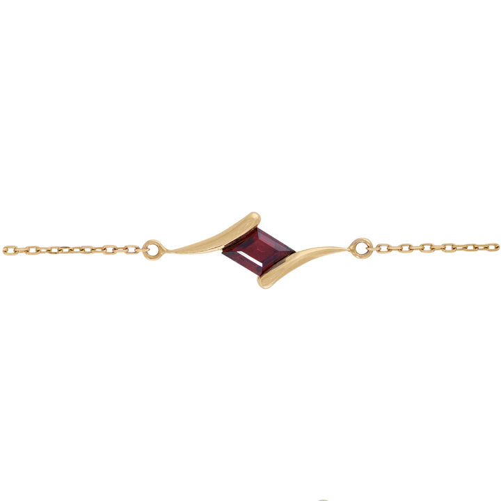 Bracelet in 18K Yellow Gold with Garnet Stone - Arcobaleno Collection