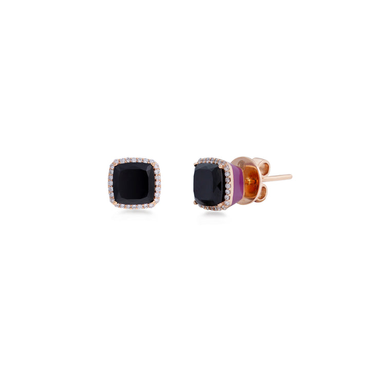 Eye Candy 18K rose gold with VS-G diamonds, black Tourmaline stone, and purple enamel