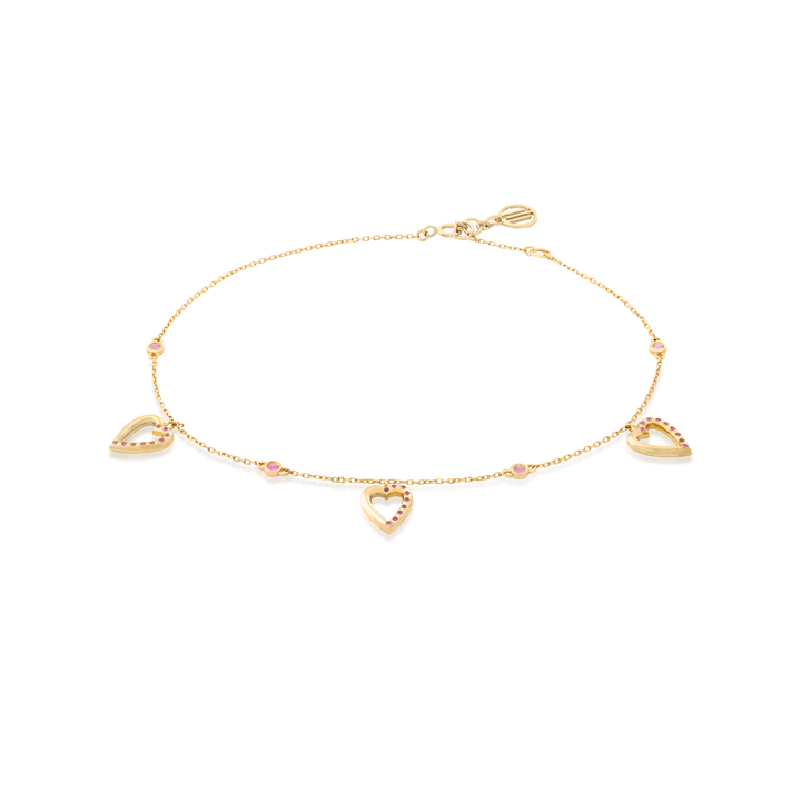 Heart Beating Inspire 18K Yellow Gold Bracelet with Pink Tourmaline