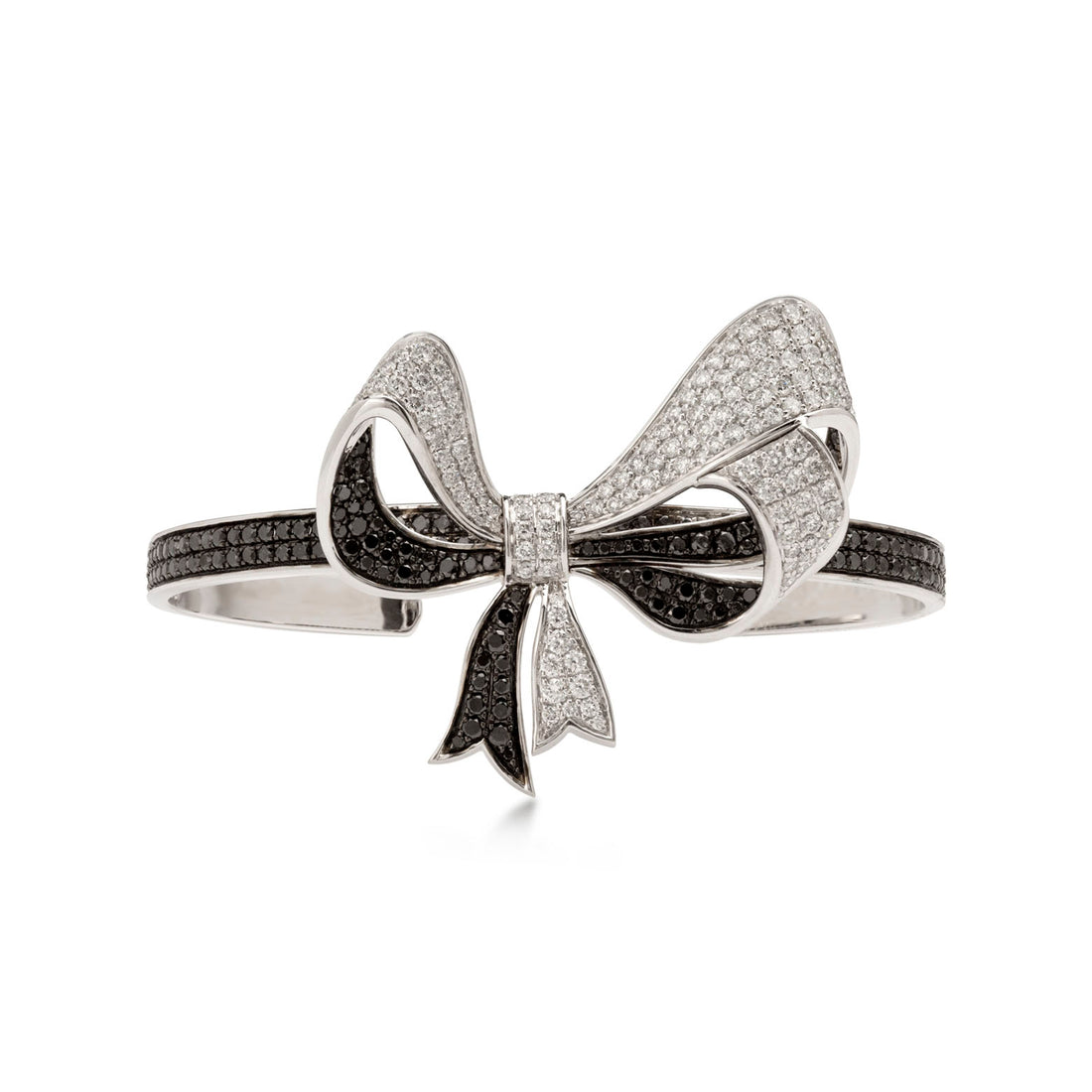 Bracelet in the shape of a bow in 18K white gold and VS-G white & black diamond