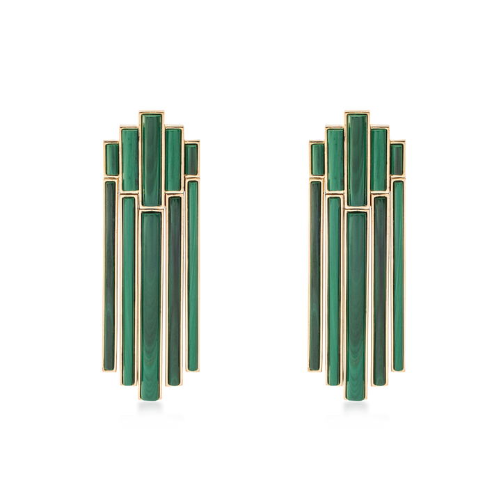 Tropicalia Dangle EarringÊin 18K Yellow Gold with Malachite Stone