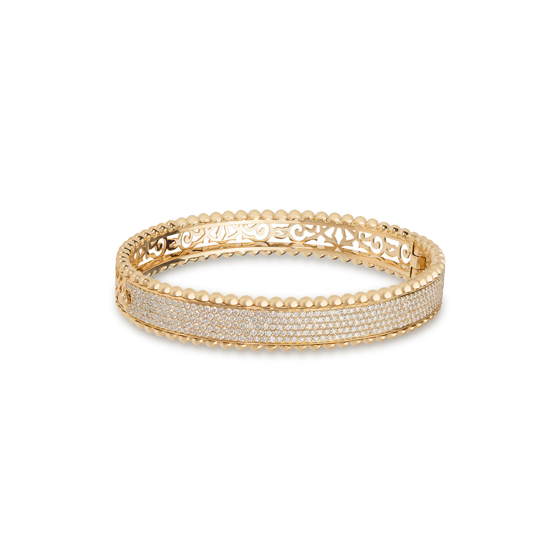 Bracelet in 18K yellow gold with VS-G diamonds and gold design on the back - Art deco