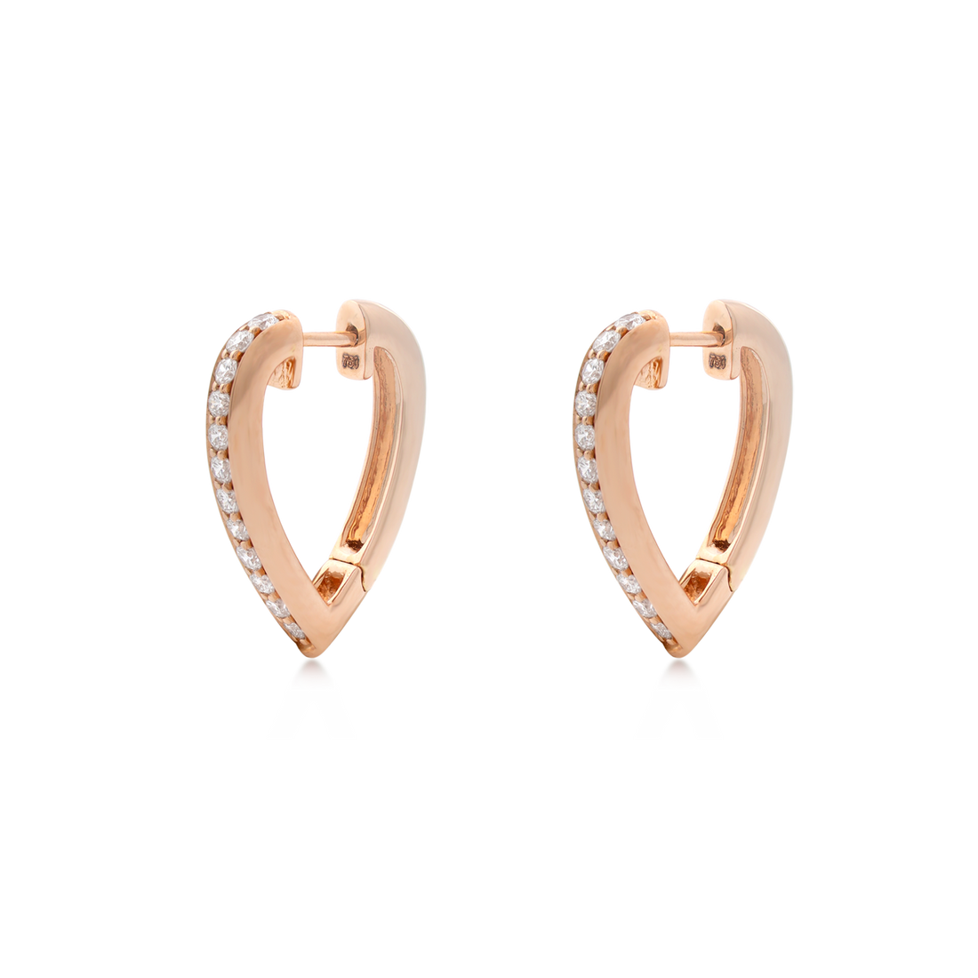 Heart-Shaped Earring in 18K Yellow Gold with VS-G Diamonds