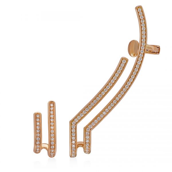 Earrings in 18k Rose gold and VS-G quality diamonds, Ear climbers - Calatrava Collection