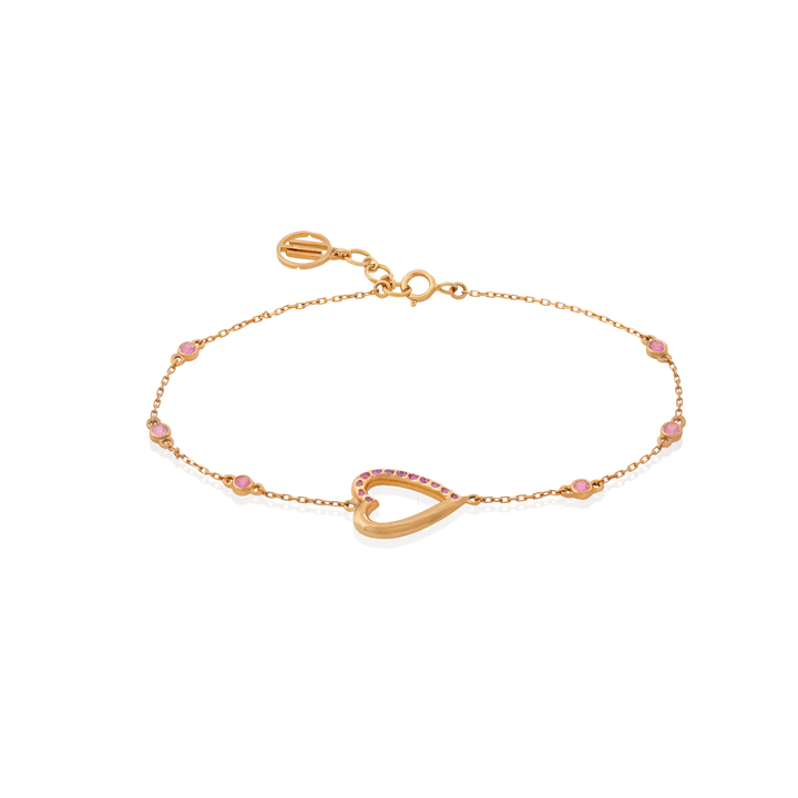 Heart Beating Inspire 18K Yellow Gold Bracelet with Heart in the Centre