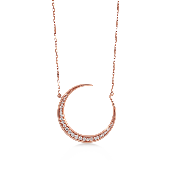 Pendant in Half Moon shape with 18K Rose Gold and VS-G Diamond