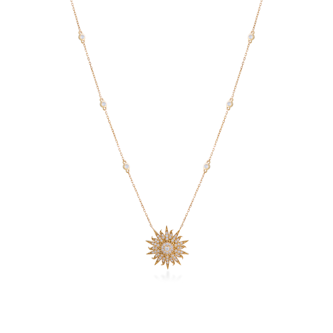 Sunburst Necklace in 18K Yellow Gold with VS-G diamond