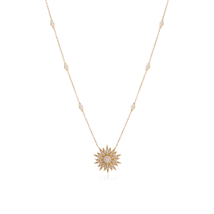 Sunburst Necklace in 18K Yellow Gold with VS-G diamond