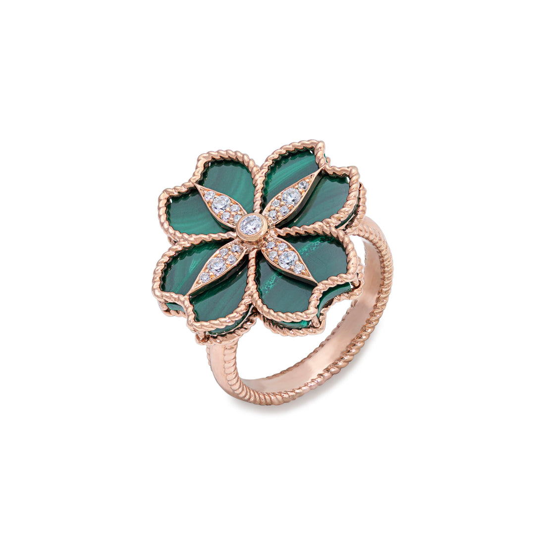 Mallow Flower Ring In 18K Yellow Gold With VS-G Diamonds