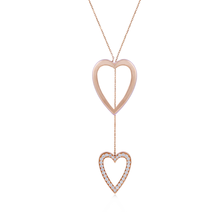 Pendant in Double Heart-Shaped  with 18K Yellow Gold  with VS-G Diamonds