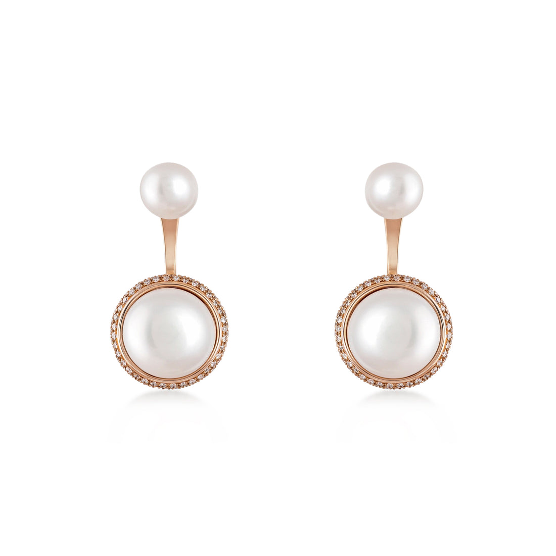 Pearl Eaarring with 18K rose gold and VS-G diamonds and white