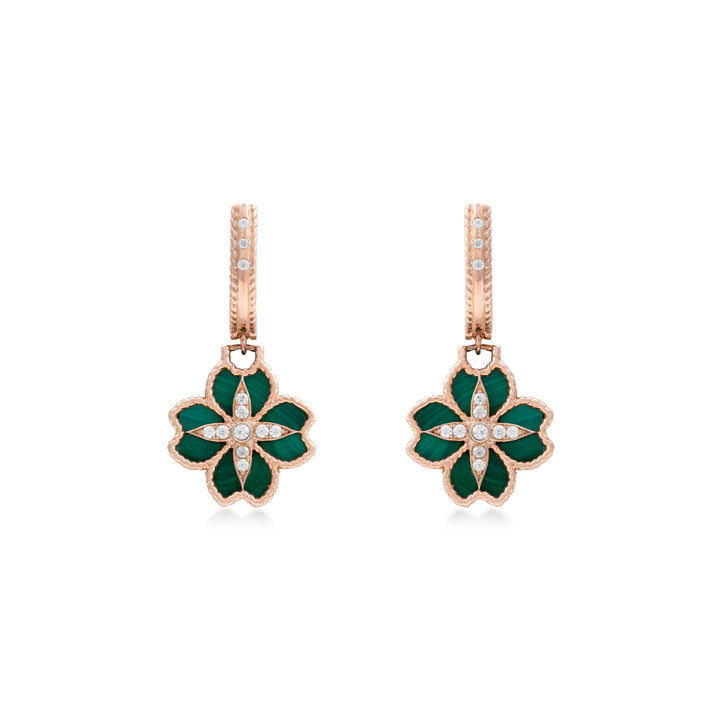 Mallow Flower Earrings In 18K Yellow Gold With VS-G Diamonds